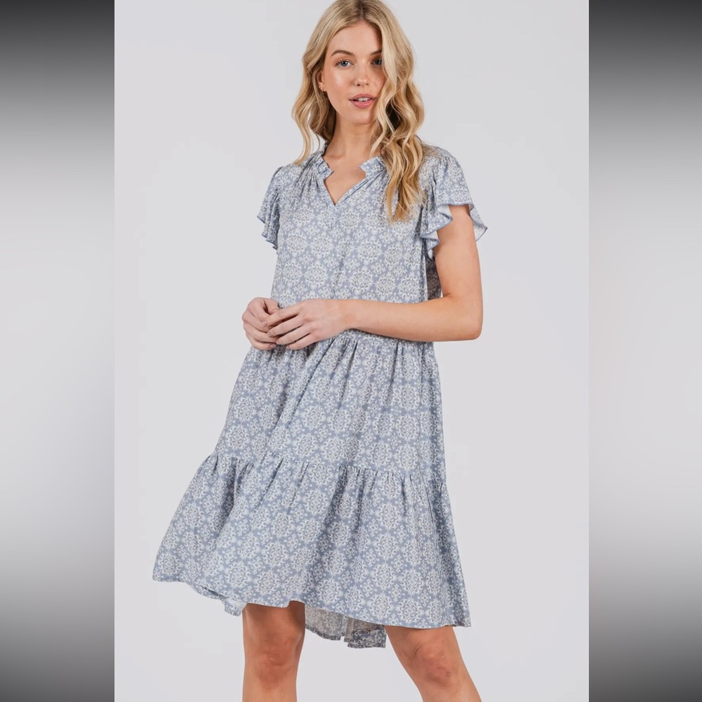 Floral printed flowy sleeves  dress